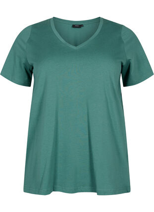 Basis T-skjorter i bomull 2 stk., Mallard Green/Black, Packshot image number 2
