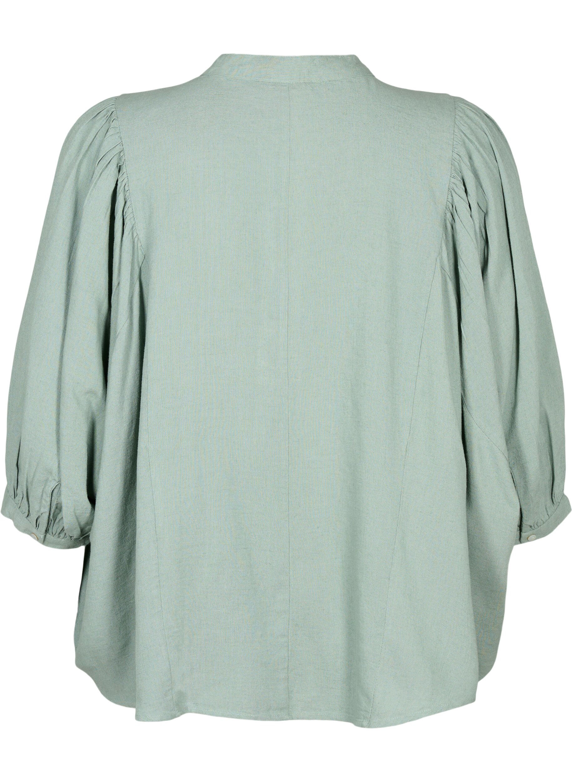 Zizzi Skjortebluse med 3/4 ermer, Chinois Green, Packshot image number 1