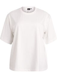 Oversized T-skjorte med halve ermer, Hvit