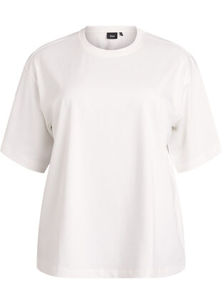 Zizzi Oversized T-skjorte med halve ermer, Hvit, Packshot image number 0