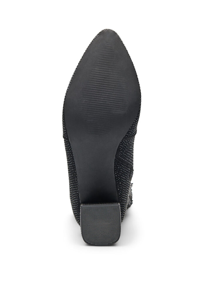 Wide fit - Ankelstøvler med rhinesteiner, Black, Packshot