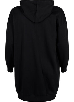 Kjole med hette og glidelås, Black, Packshot image number 1
