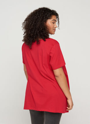 Kortermet T-skjorte i bomull med A-form, Lipstick Red HEART, Model image number 1
