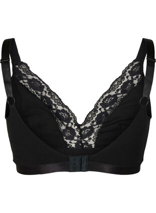 Bralette i bomull med blonder, Black/Upper Font, Packshot image number 1