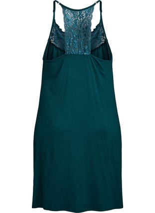 Zizzi Ermeløs viskose nattkjole med blonder detaljer, Grønn, Packshot image number 1