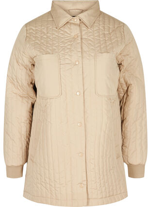 Quiltet jakke med brystlommer og krage, Silver Mink, Packshot image number 0