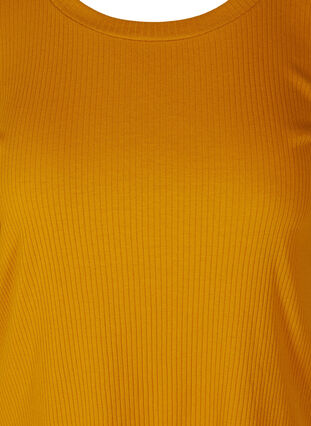 Ribbet T-skjorte med korte puffermer, Buckthorn Brown, Packshot image number 2