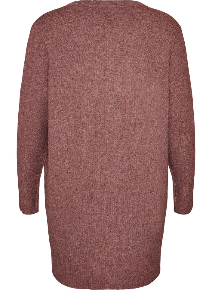 Ribbestrikket cardigan med lommer, Rosa, Packshot image number 1