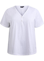 FLASH - T-skjorte med knappdetalj, Bright White