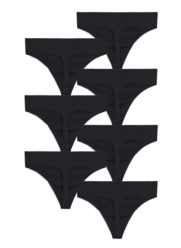 7-pack g-streng i bomull, Svart, Packshot image number 1