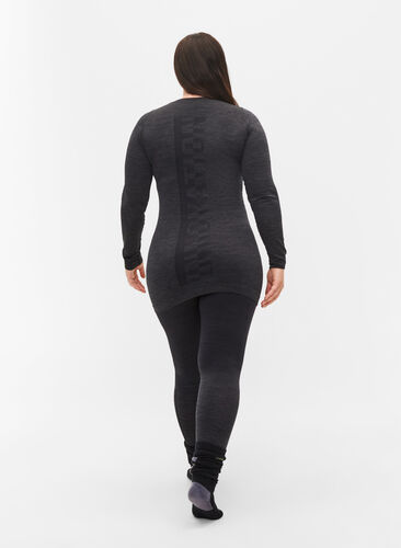 Melerte sømløse stilongs, Dark Grey Melange, Model image number 1