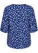 Blomstret bluse med 3/4-ermer, M. Blue Flower AOP, Packshot image number 1