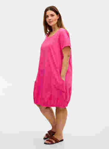 Kortermet kjole i bomull, Beetroot Purple, Model image number 2