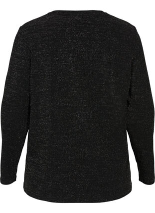 Langermet bluse med glimmer, Black, Packshot image number 1