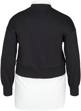 Sweatshirt med påsydd skjorte, Black, Packshot image number 1