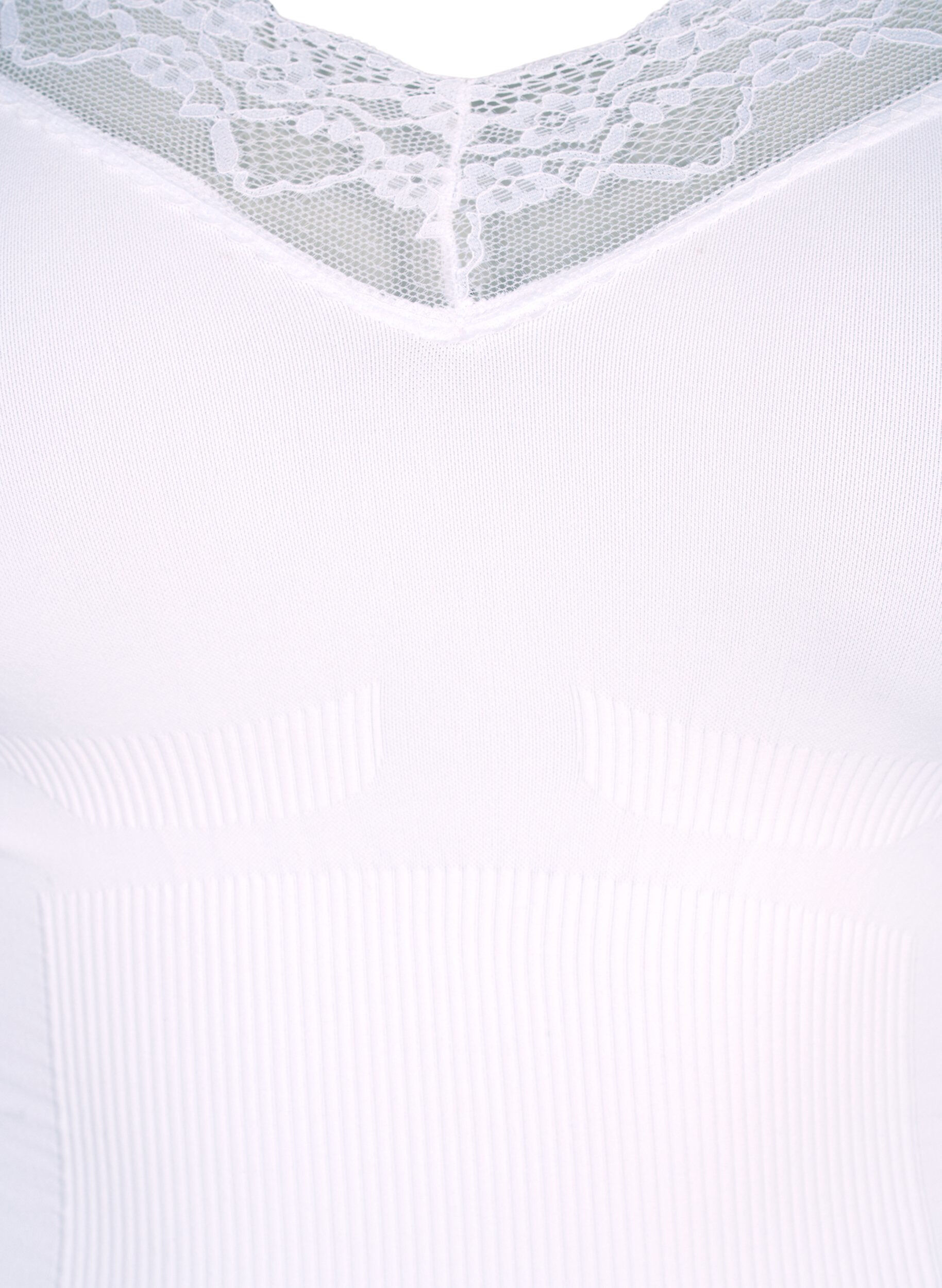 Zizzi Shapewear bodystocking med blonder, Hvit, Packshot image number 2