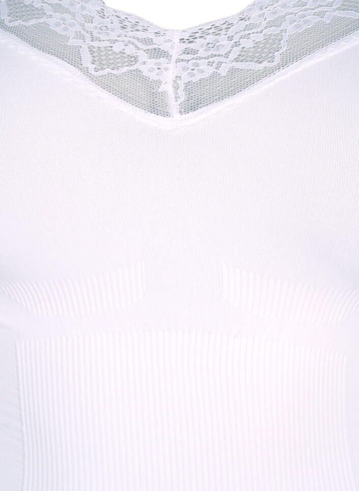 Shapewear bodystocking med blonder, Bright White, Packshot