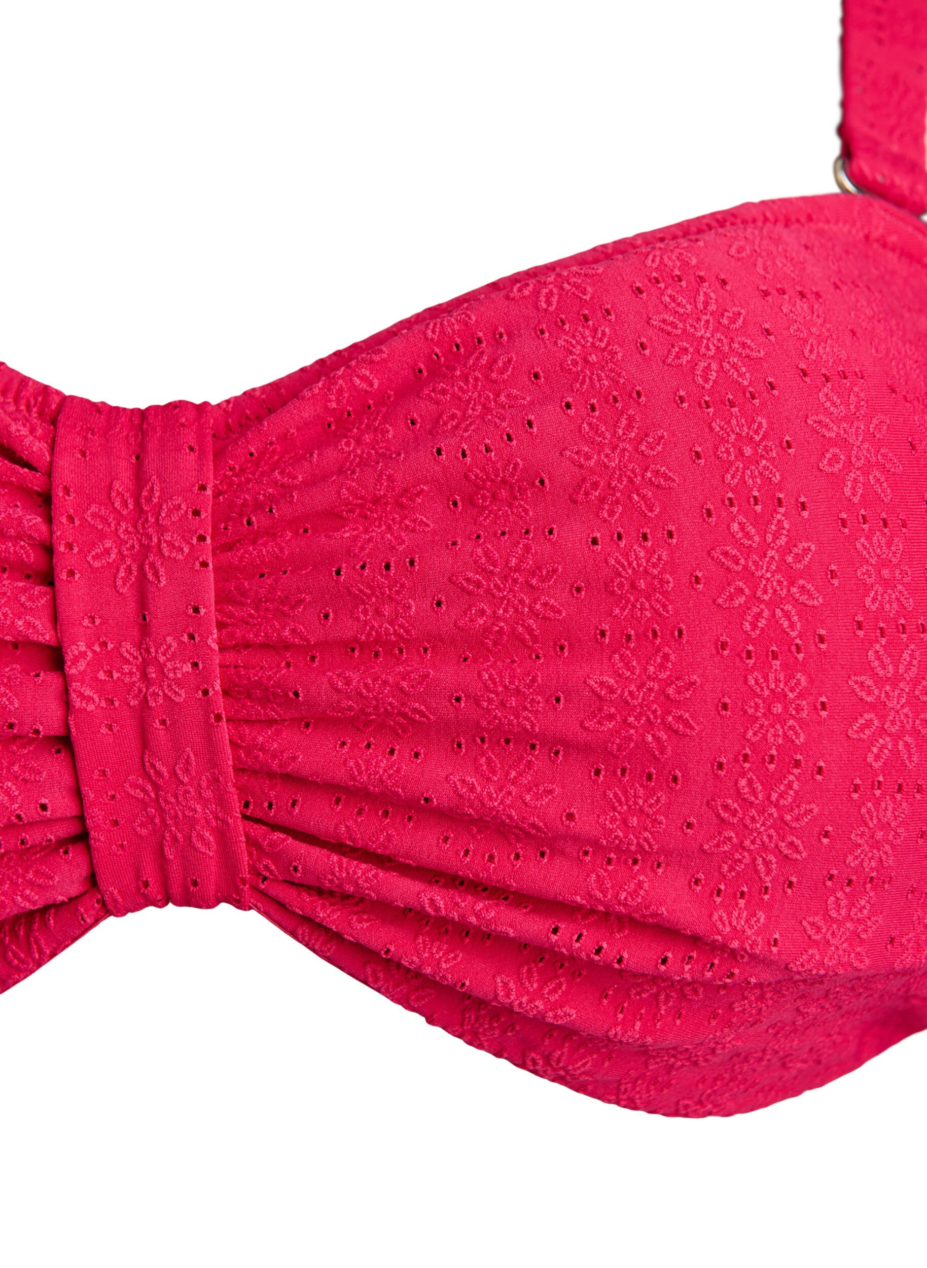 Zizzi Bandeau bikinitopp med teksturert m&oslash;nster og avtakbare stropper, Rosa, Packshot image number 2