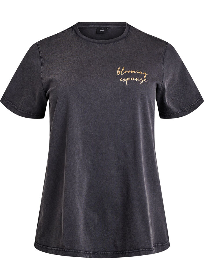 T-skjorte i økologisk bomull med et kult trykk, Grå, Packshot image number 0