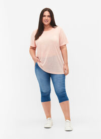 Amy capribukser med høyt liv og super slim fit, Light blue denim, Model