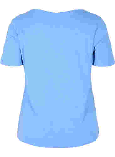 Ensfarget basis T-skjorte i bomull, Ultramarine, Packshot image number 1