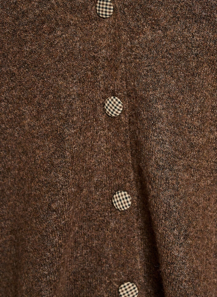 Cardigan med dekorative knapper og V-hals, Brun, Packshot image number 2