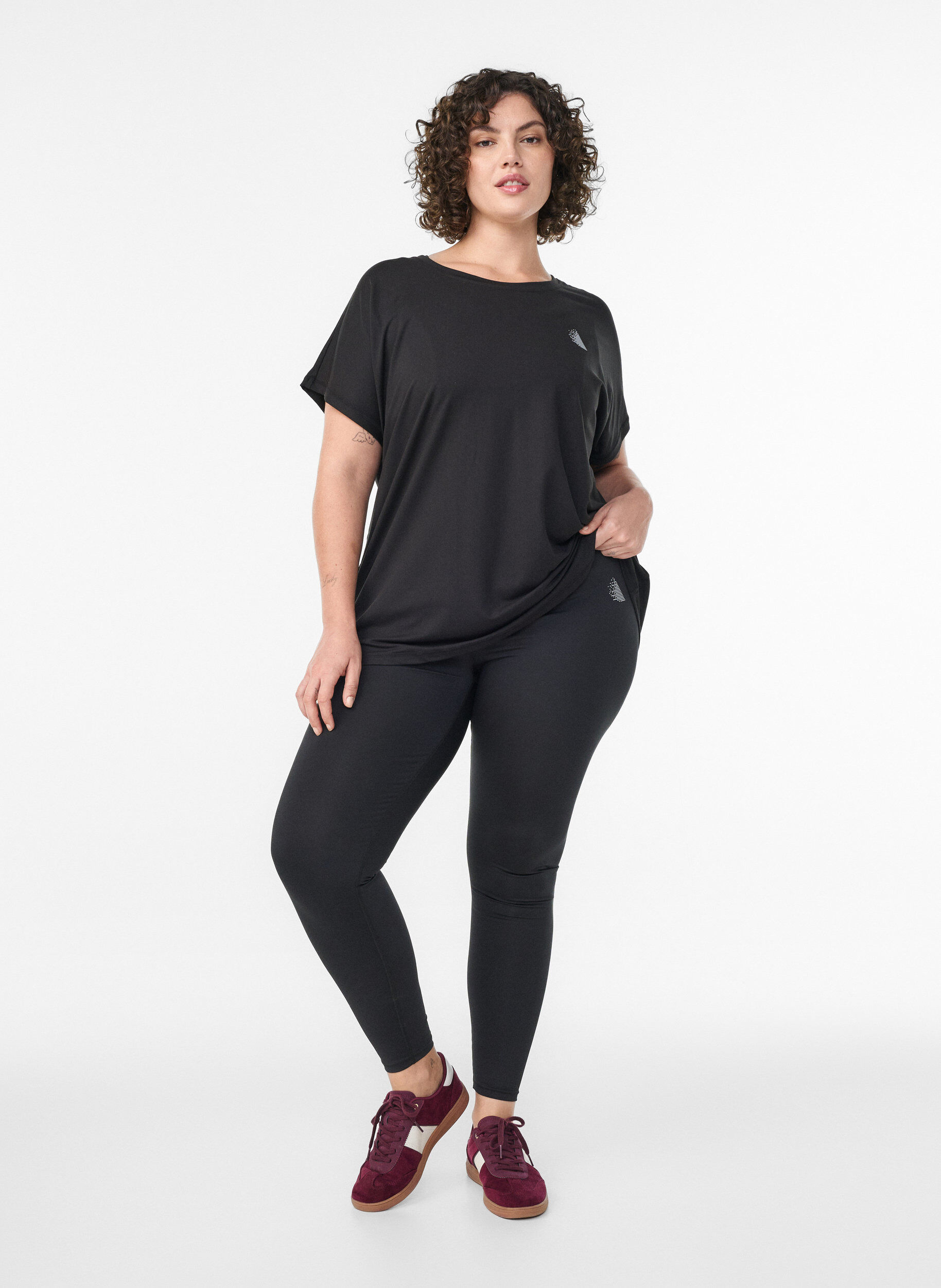 ZizziCropped basis treningsleggings, Svart, Model image number 1