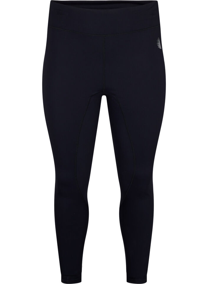 Treningsleggings med forsterkning på innsiden av lårene, Black, Packshot image number 0