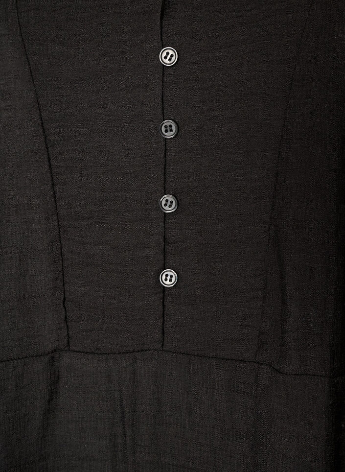 Viskosekjole med broderi og lagdelte volanger, Svart, Packshot image number 2