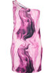 Tettsittende one-shoulder kjole med mønster, Raspberry Rose AOP, Packshot image number 0