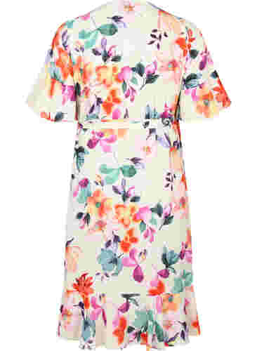 Blomstrete kjole med wrap og 3/4 ermer, Buttercream Flower, Packshot image number 1