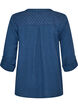 Bluse i bomullsmuslin med broderie anglaise, Bl&aring;, Packshot image number 1