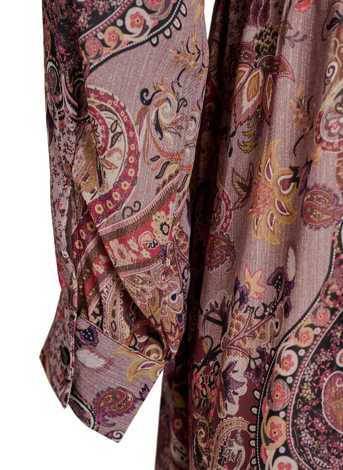 Midikjole med paisley-trykk og elastisk midje, Lilla, Packshot image number 3