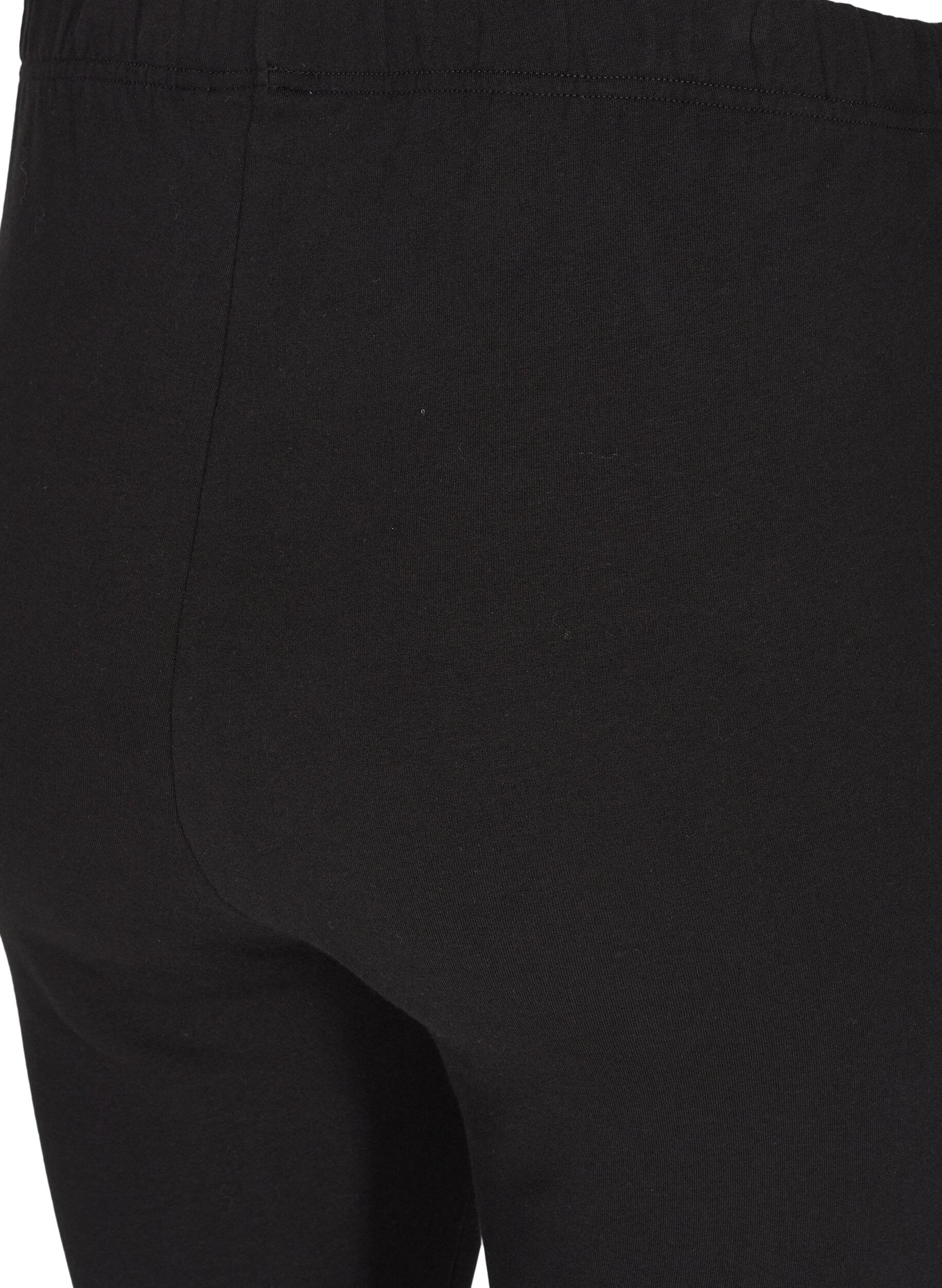 ZizziLeggings i bomull med f&ocirc;r, Svart, Packshot image number 2
