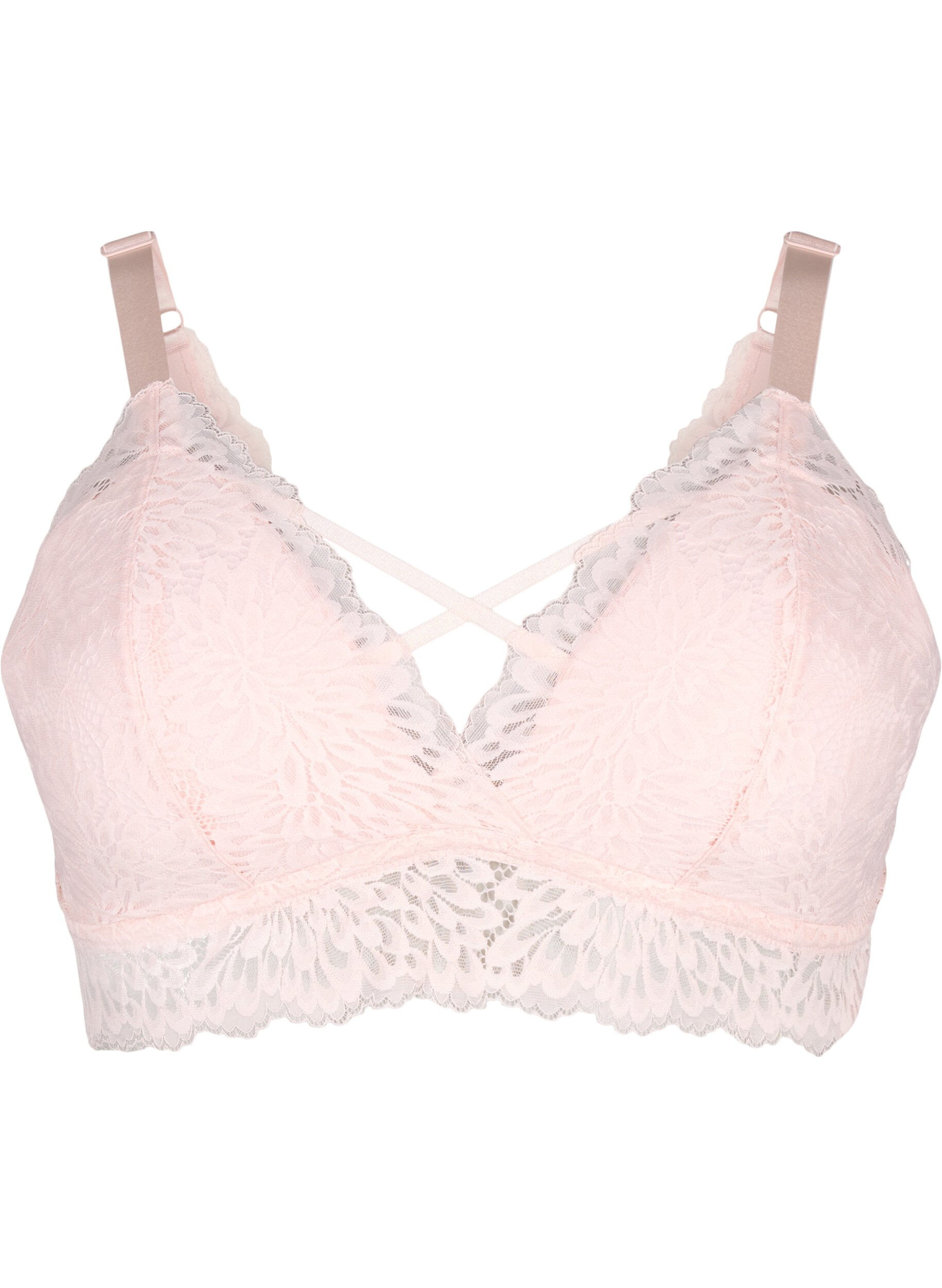 Zizzi Bralette med snor og myk vattering, Peach Blush, Packshot image number 0