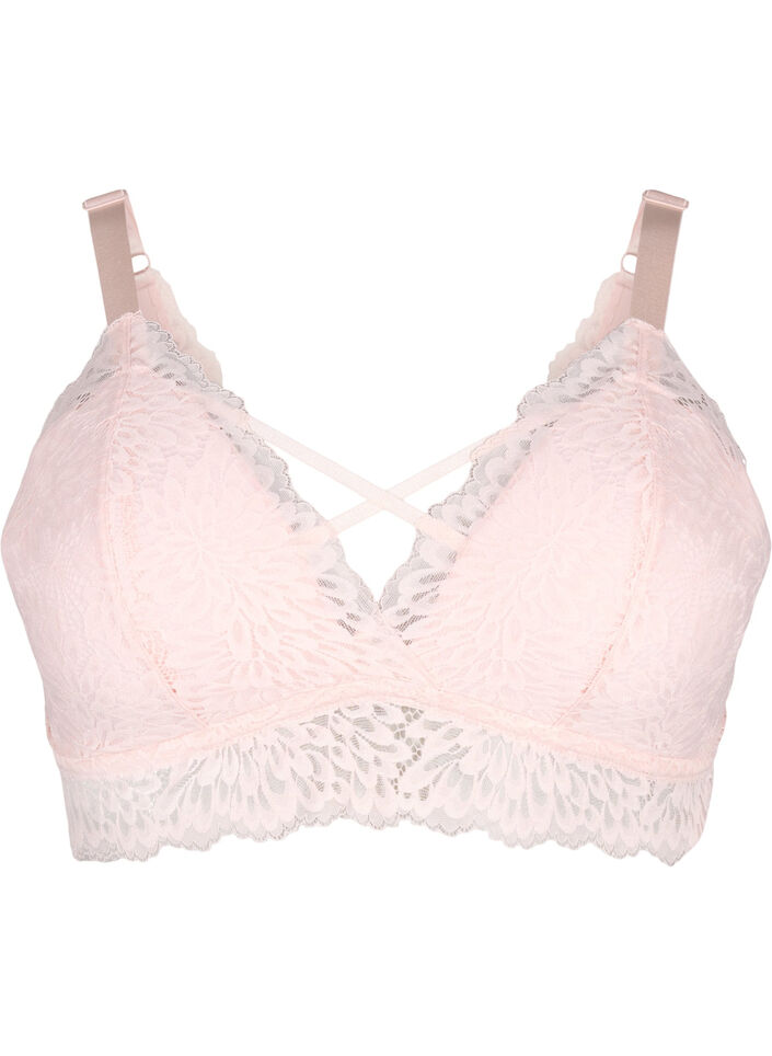 Bralette med snor og myk vattering, Peach Blush, Packshot image number 0