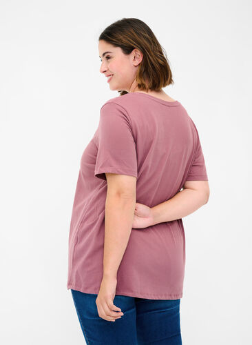 Basis T-skjorte med V-hals, Rose Taupe, Model image number 1