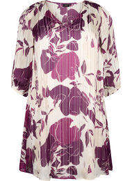 Trykt kjole med v-utringning og 3/4-ermer, D.Purple Graphic AOP