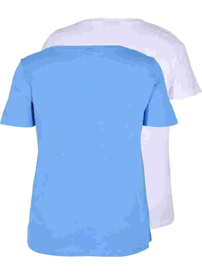 Basis T-skjorter i bomull 2 stk., Ultramarine/White, Packshot image number 1