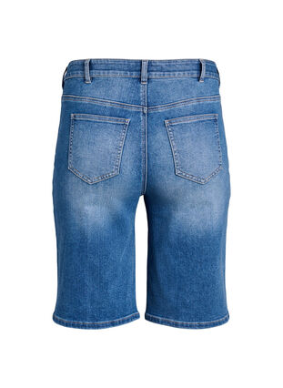 Zizzi Høy midje denim Bermuda shorts, Blå, Packshot image number 1