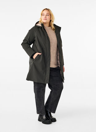 Zizzi Funksjonell parkas vinterjakke med hette, Raven, Model image number 2