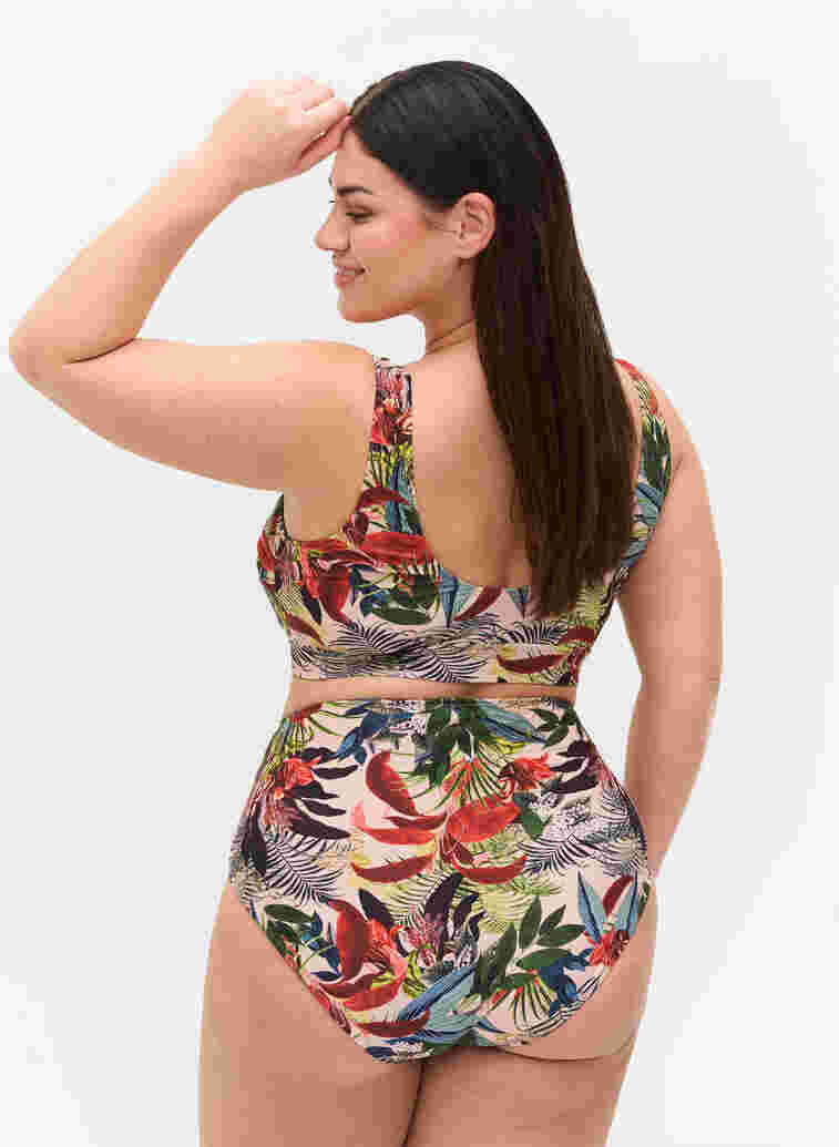 Bikinitruse med høyt liv og mønster, Palm Print, Model