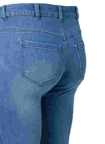 Cropped Emily jeans med broderi, Blue denim, Packshot image number 3