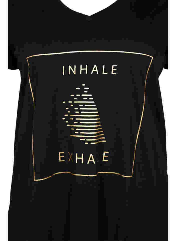 T-skjorte med trykk i bomull til trening , Black w. inhale logo, Packshot image number 2