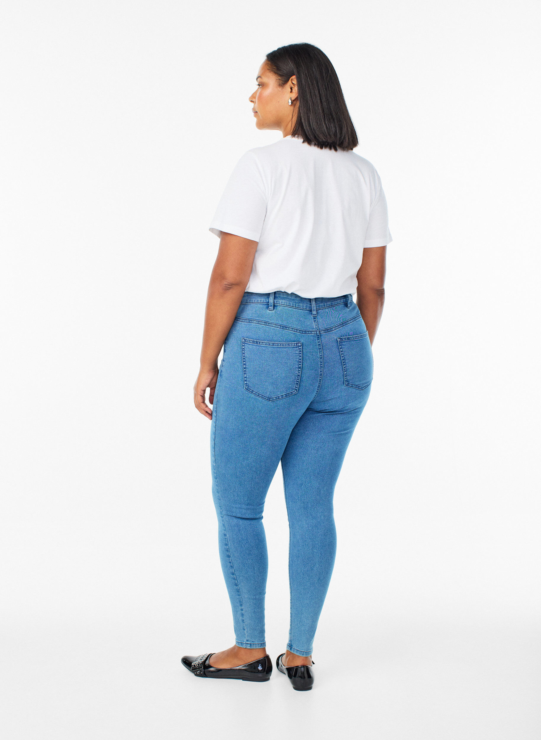 Zizzi Amy super slim fit jeans med h&oslash;y midje, Bl&aring;, Model image number 1