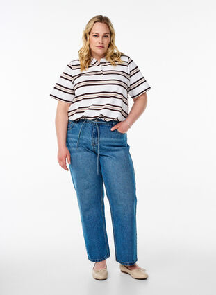 Zizzi Kortermet poloskjorte, Vanilje, Model image number 1