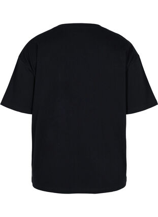 Trenings T-skjorte i bomull, Black, Packshot image number 1