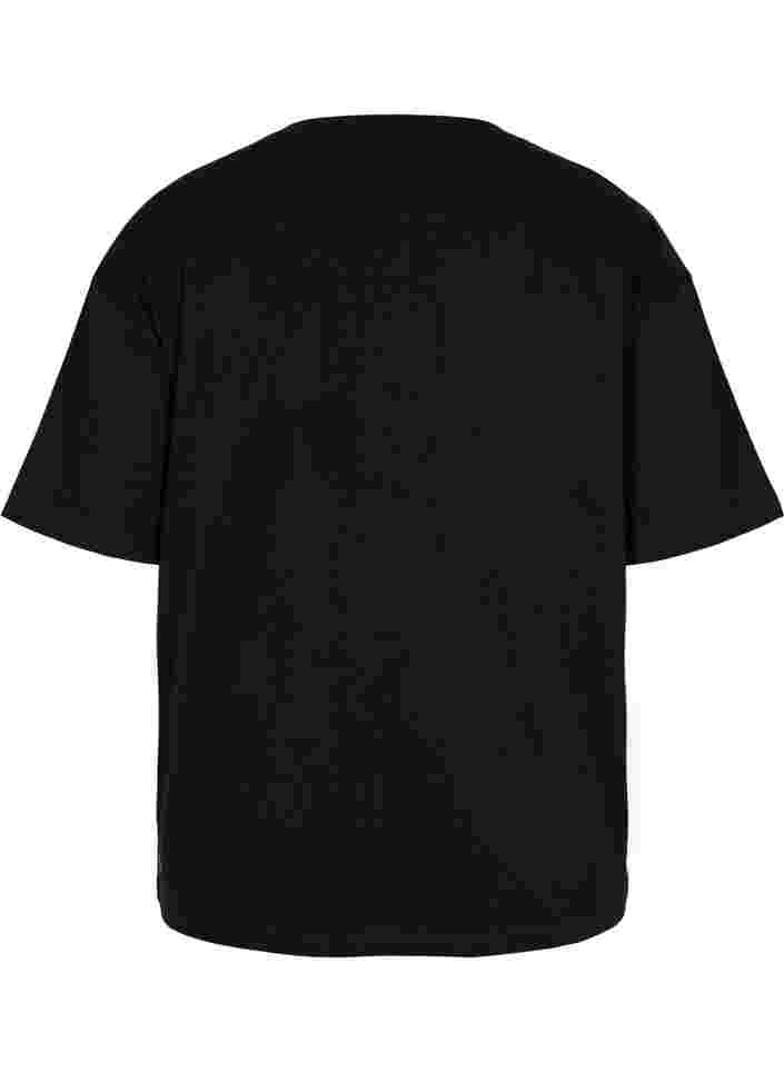 Trenings T-skjorte i bomull, Black, Packshot image number 1