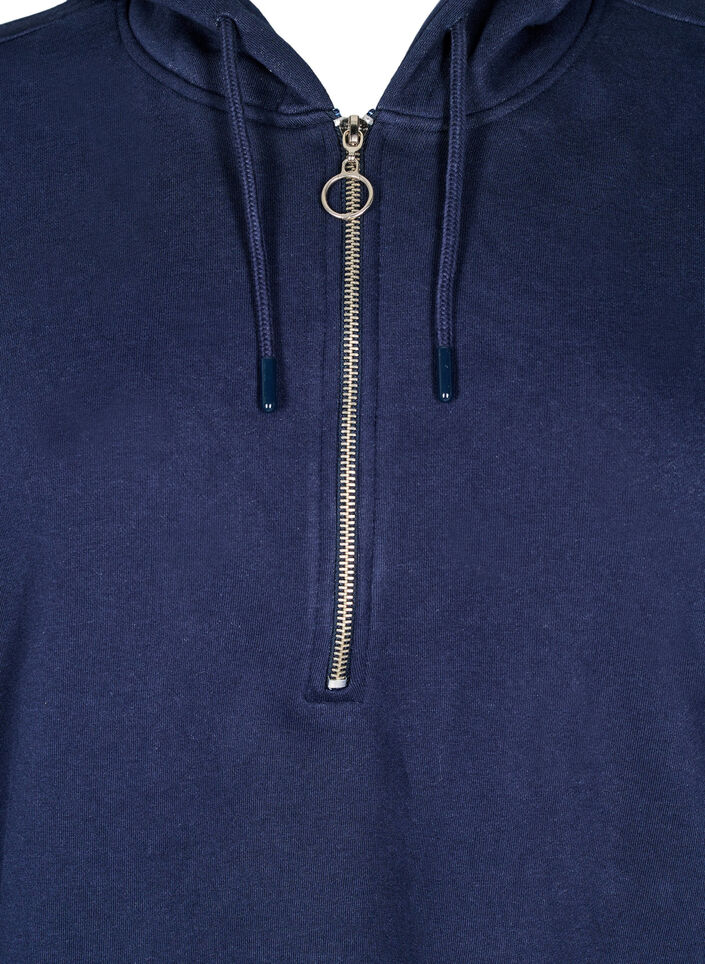 Kort sweatshirt-kjole med hette og lange ermer, Navy Blazer, Packshot image number 2