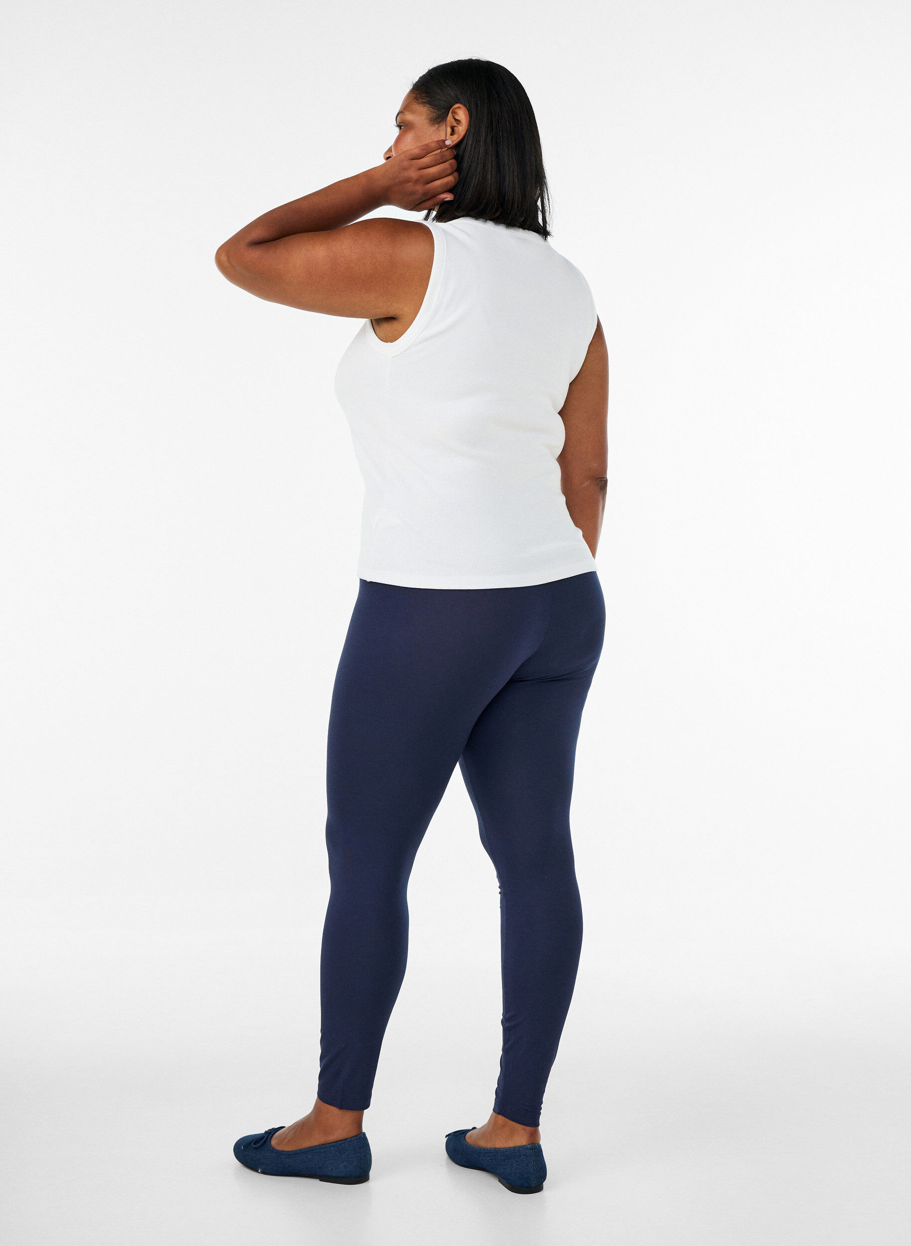 ZizziBasisleggings med ekstra lengde, Bl&aring;, Model image number 1